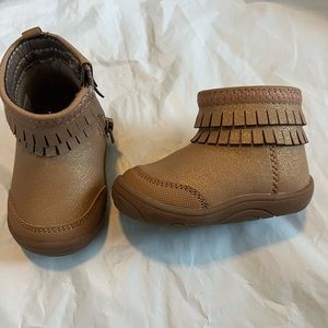 Stride rite brown baby girl boots size 3 “Bianca” style zipper side like new
